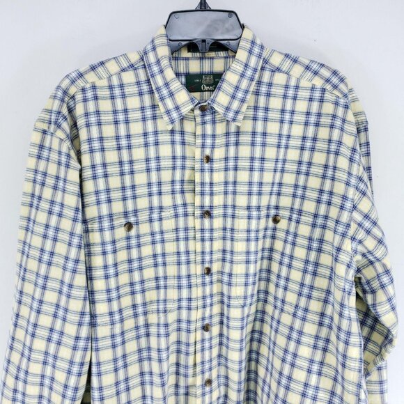 Orvis Plaid Button Up Shirt Mens Size Large Yellow - Picture 3 of 7
